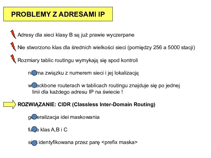 PROBLEMY Z ADRESAMI IP Adresy dla sieci klasy B są już