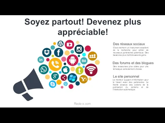 Soyez partout! Devenez plus appréciable! Des réseaux sociaux C’est vraiment un