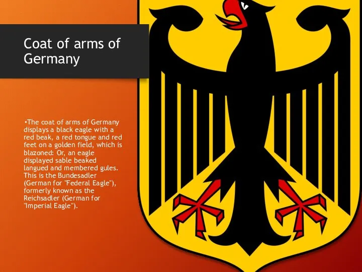 Coat of arms of Germany The coat of arms of Germany