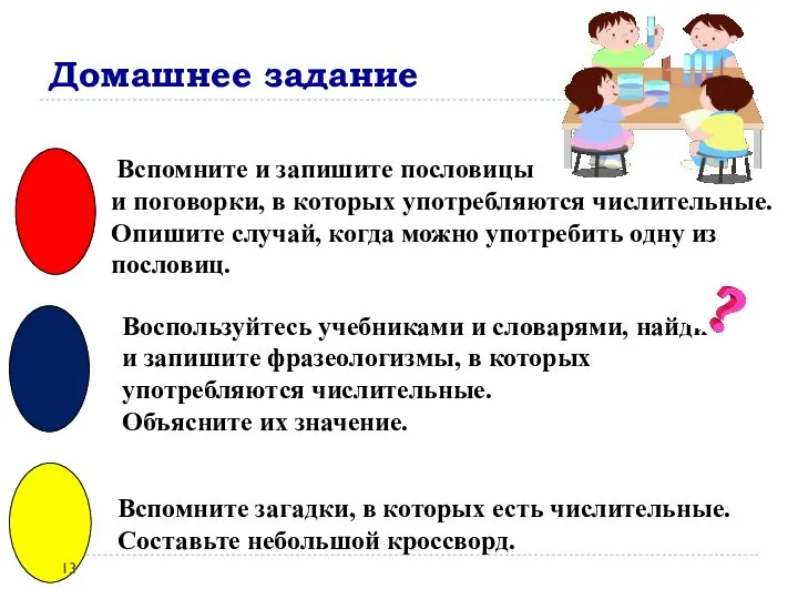 Домашнее задание Вспомните и запишите пословицы и поговорки, в которых употребляются