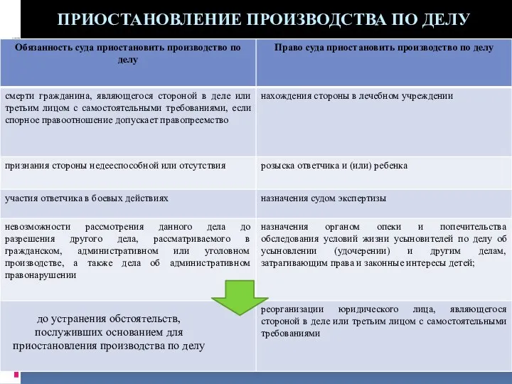 ПРИОСТАНОВЛЕНИЕ ПРОИЗВОДСТВА ПО ДЕЛУ до устранения обстоятельств, послуживших основанием для приостановления производства по делу