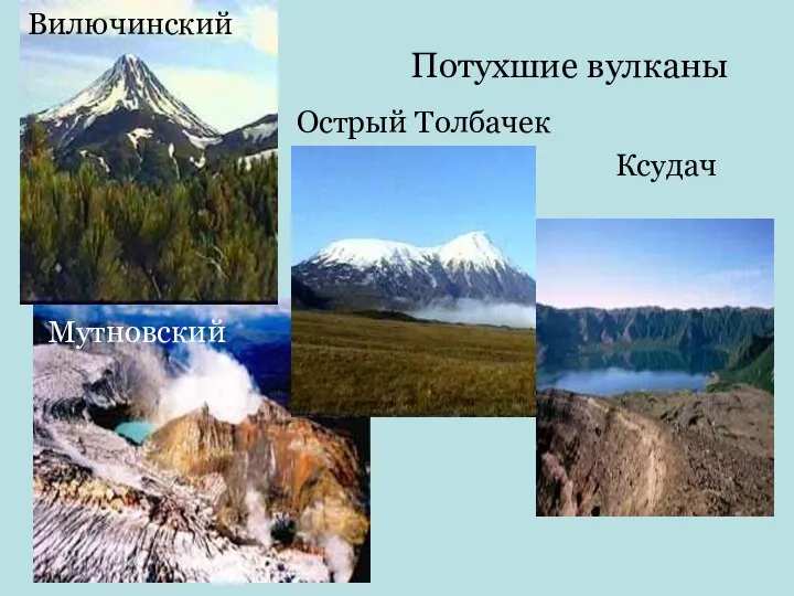 Вилючинский Потухшие вулканы Острый Толбачек Ксудач Мутновский