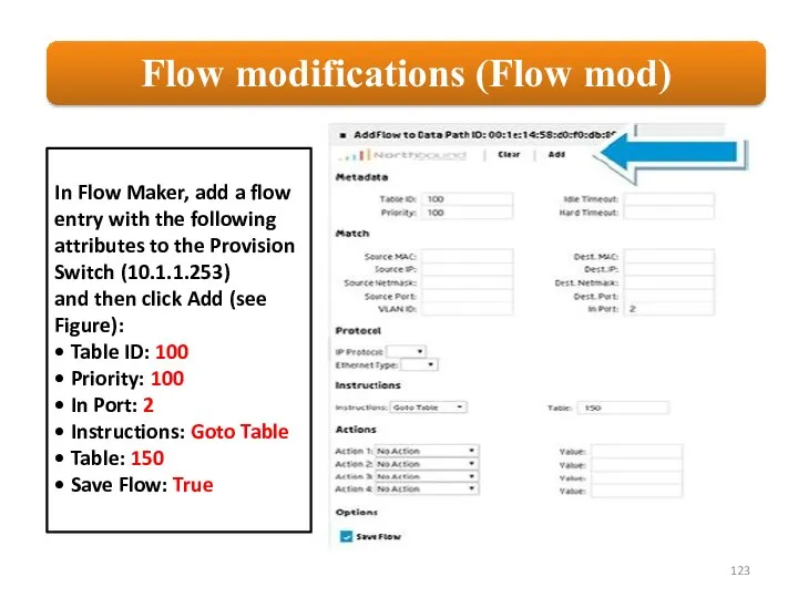 In Flow Maker, add a flow entry with the following attributes