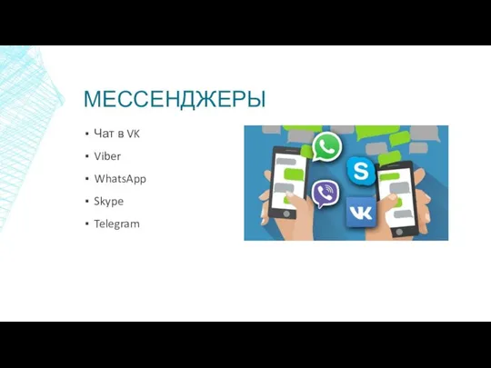 МЕССЕНДЖЕРЫ Чат в VK Viber WhatsApp Skype Telegram