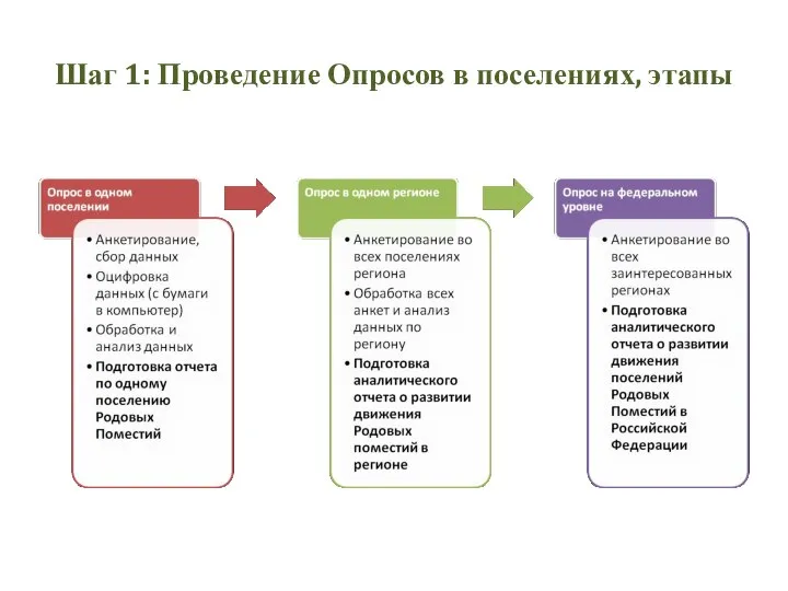 Шаг 1: Проведение Опросов в поселениях, этапы