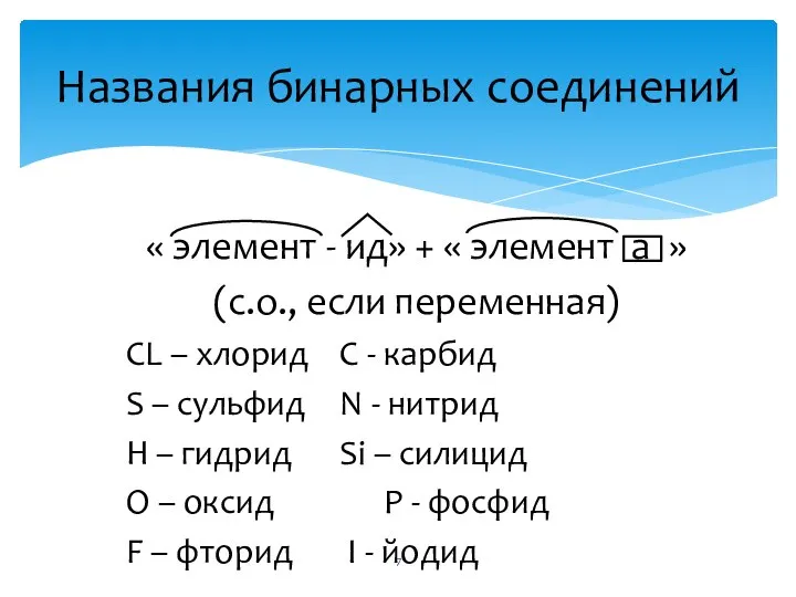 « элемент - ид» + « элемент а » (с.о., если