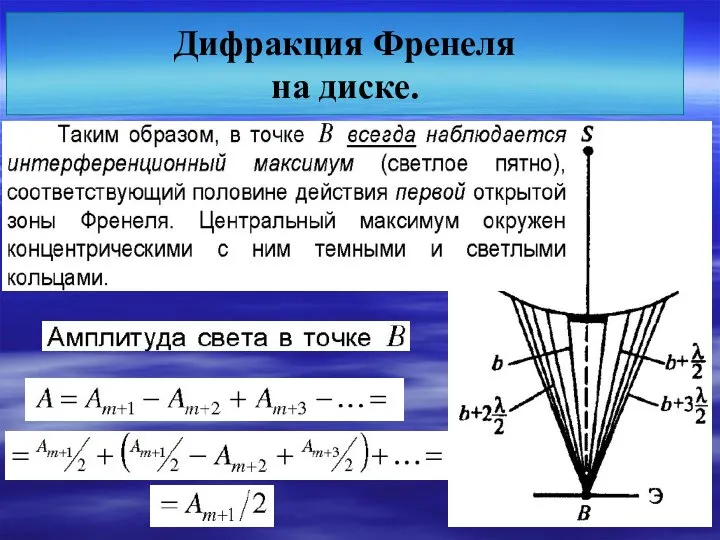 Дифракция Френеля на диске.