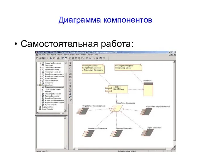 Диаграмма компонентов Самостоятельная работа: