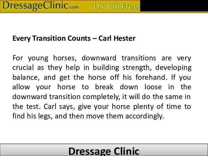 Dressage Clinic Every Transition Counts – Carl Hester For young horses,