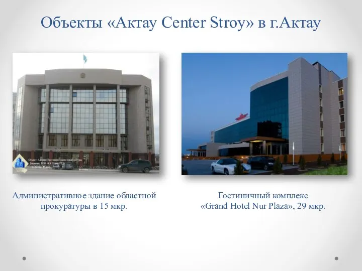 Объекты «Aктау Center Stroy» в г.Актау Гостиничный комплекс «Grand Hotel Nur