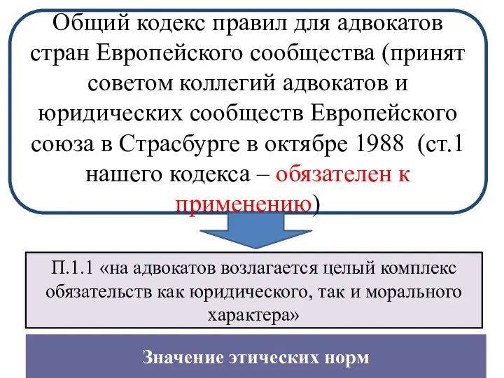 Общий кодекс правил для адвокатов стран Европейского сообщества (принят советом коллегий