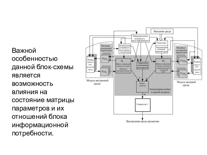 Важной особенностью данной блок-схемы является возможность влияния на состояние матрицы параметров