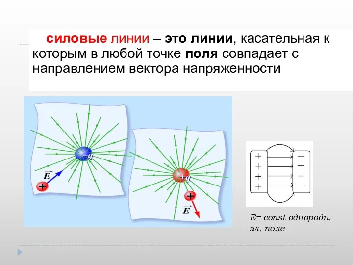 силовые линии – это линии, касательная к которым в любой точке