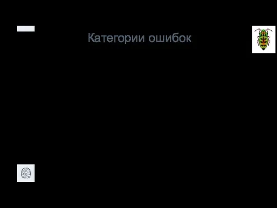 Категории ошибок Обработка ошибок: Пользователь может ввести в программу неверные данные.