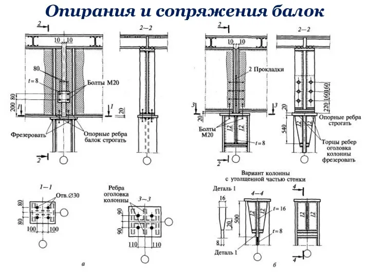 Опирания и сопряжения балок