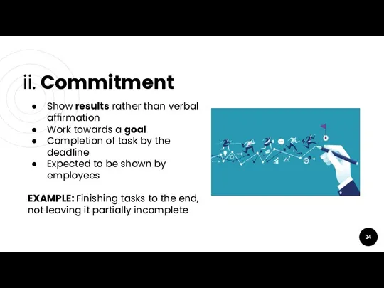 ii. Commitment Show results rather than verbal affirmation Work towards a