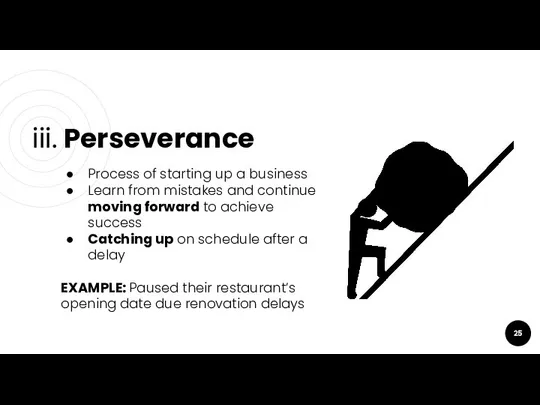 iii. Perseverance Process of starting up a business Learn from mistakes