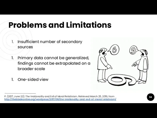 Insufficient number of secondary sources Primary data cannot be generalized, findings