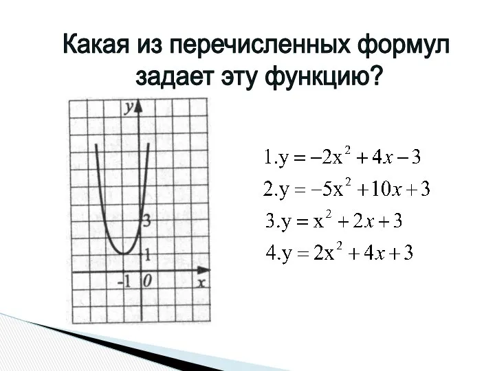 Какая из перечисленных формул задает эту функцию?