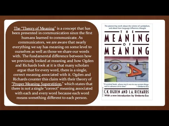 The “Theory of Meaning” is a concept that has been presented