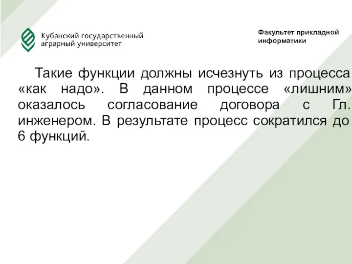 Такие функции должны исчезнуть из процесса «как надо». В данном процессе