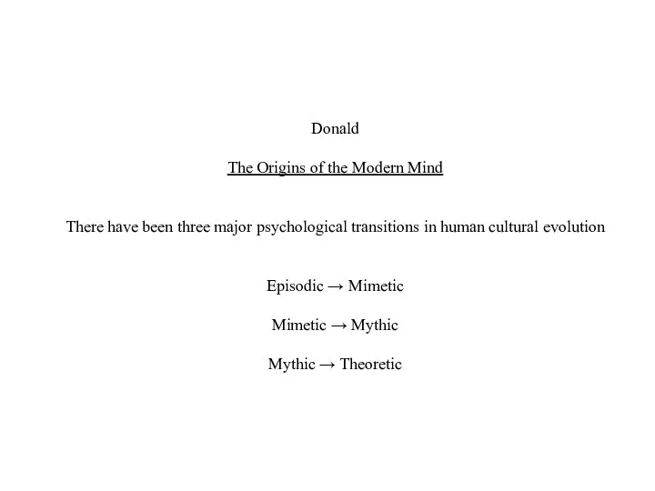 Donald The Origins of the Modern Mind There have been three