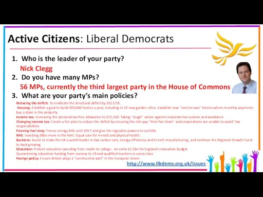 Active Citizens: Liberal Democrats Who is the leader of your party?