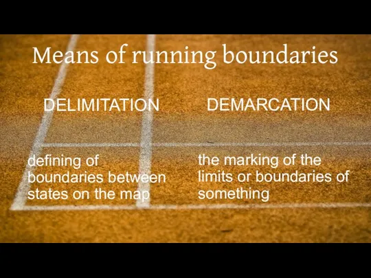 Means of running boundaries DELIMITATION defining of boundaries between states on