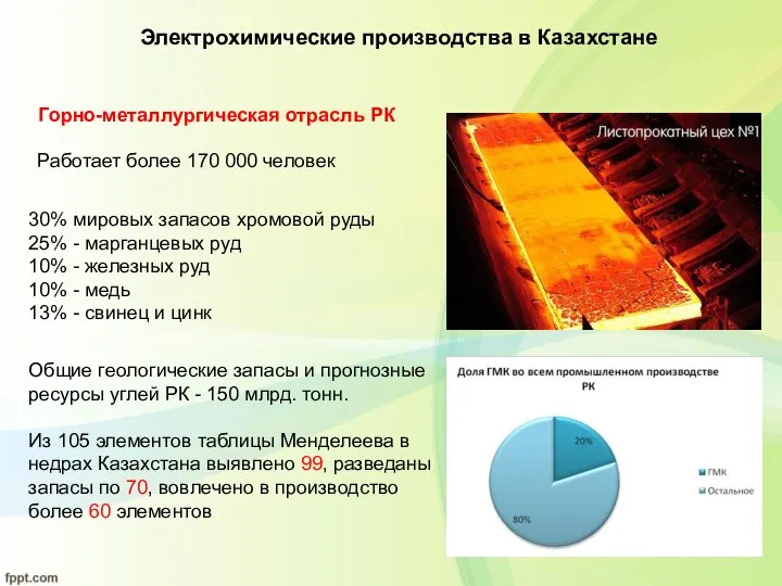 Работает более 170 000 человек Общие геологические запасы и прогнозные ресурсы