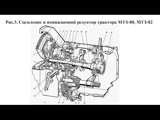 Рис.3. Сцепление и понижающий редуктор трактора МТЗ-80, МТЗ-82