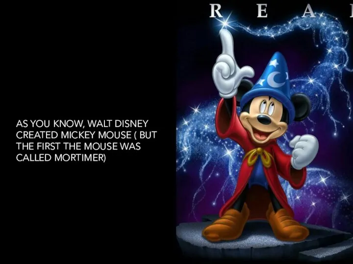 AS YOU KNOW, WALT DISNEY CREATED MICKEY MOUSE ( BUT THE
