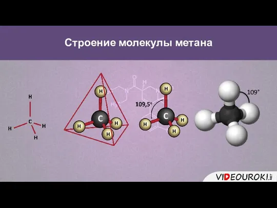 Строение молекулы метана 109°