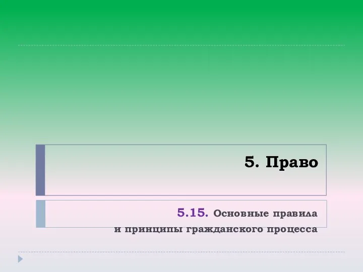 5. Право 5.15. Основные правила и принципы гражданского процесса