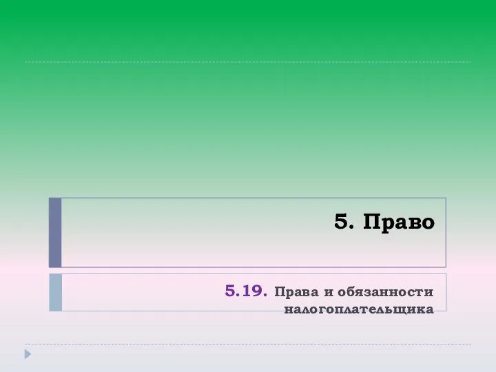 5. Право 5.19. Права и обязанности налогоплательщика