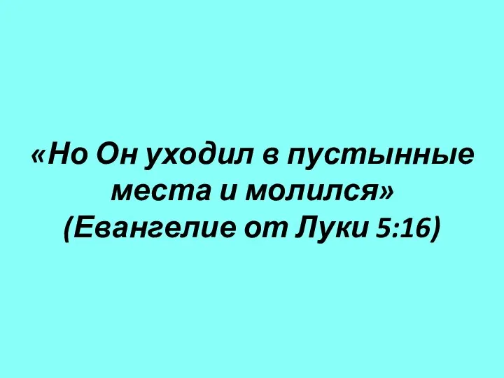 «Но Он уходил в пустынные места и молился» (Евангелие от Луки 5:16)