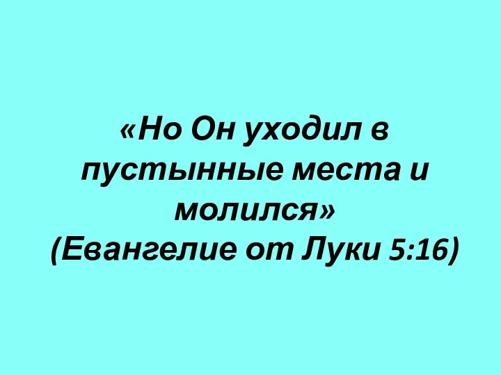 «Но Он уходил в пустынные места и молился» (Евангелие от Луки 5:16)