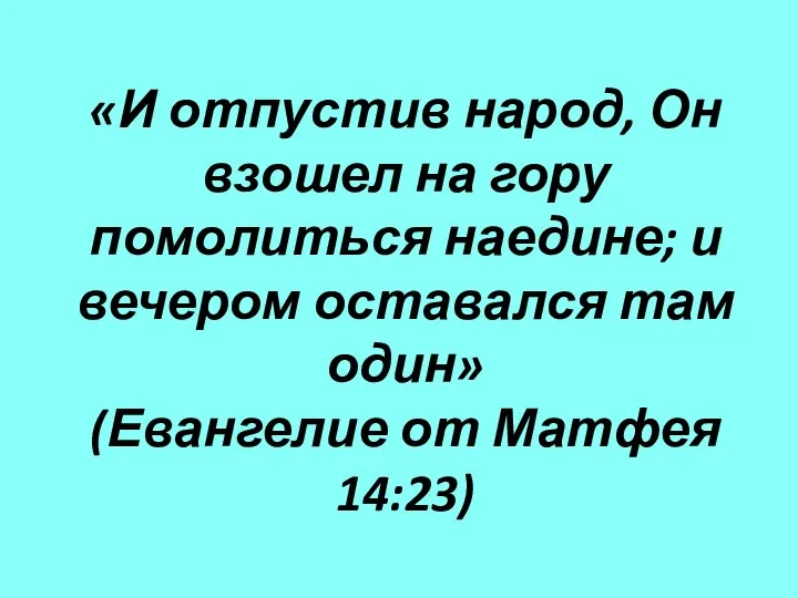 «И отпустив народ, Он взошел на гору помолиться наедине; и вечером