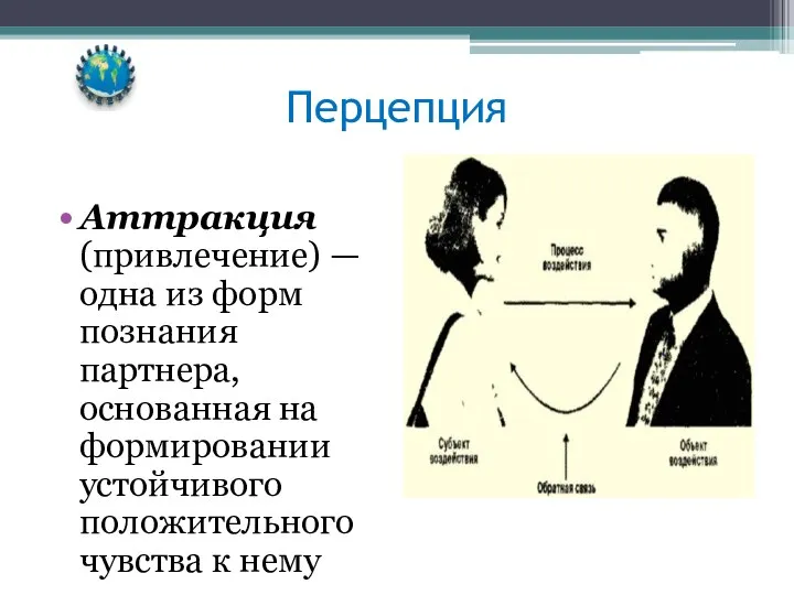 Перцепция Аттракция (привлечение) — одна из форм познания партнера, основанная на