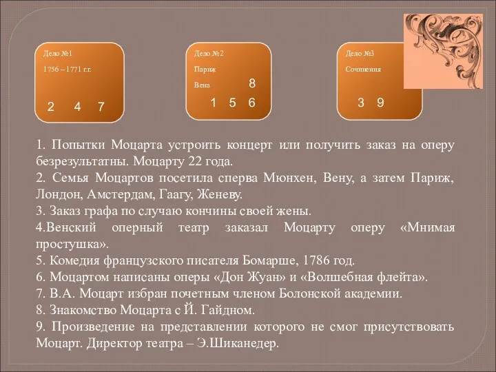 Дело №1 1756 – 1771 г.г. Дело №2 Париж Вена Дело