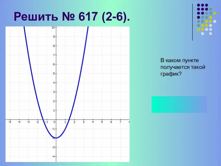 Решить № 617 (2-6). В каком пункте получается такой график? 3)