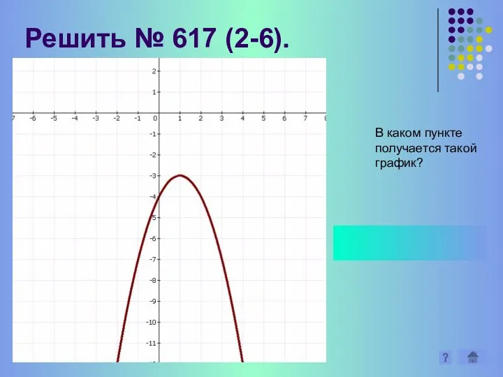 Решить № 617 (2-6). В каком пункте получается такой график? 5)y=