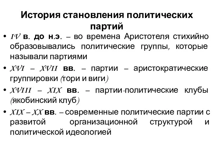 История становления политических партий IV в. до н.э. – во времена