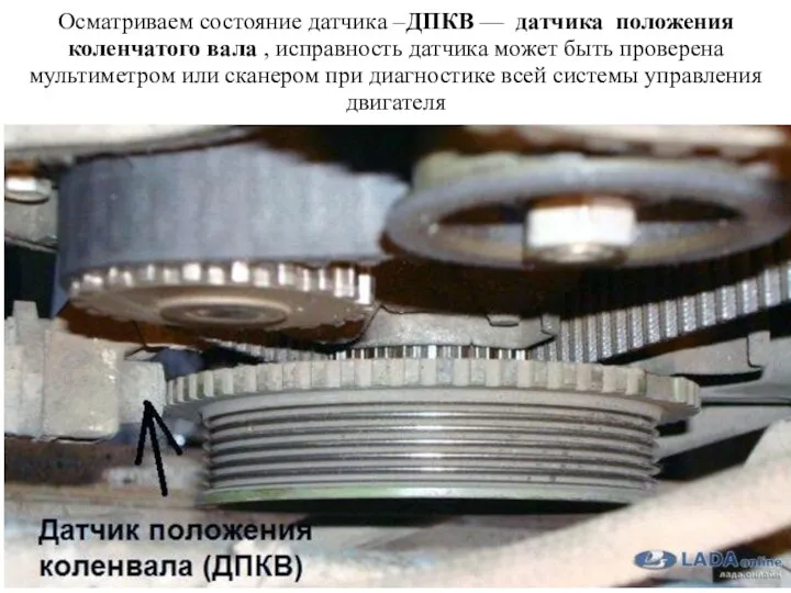 Осматриваем состояние датчика –ДПКВ — датчика положения коленчатого вала , исправность