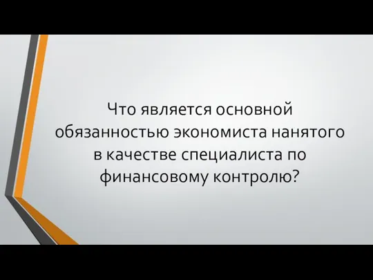 Что является основной обязанностью экономиста нанятого в качестве специалиста по финансовому контролю?