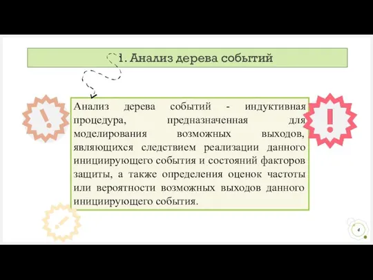 1. Анализ дерева событий Анализ дерева событий - индуктивная процедура, предназначенная