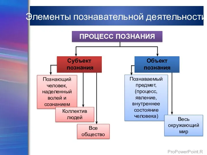 Процесс познания и освоения. Элементами процесса познания являются:. Элементы познавательной деятельности. Структура процесса познания.