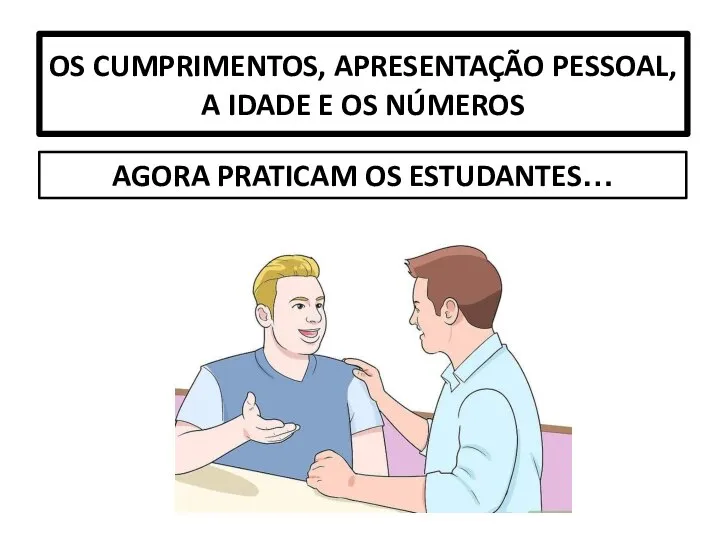 OS CUMPRIMENTOS, APRESENTAÇÃO PESSOAL, A IDADE E OS NÚMEROS AGORA PRATICAM OS ESTUDANTES…