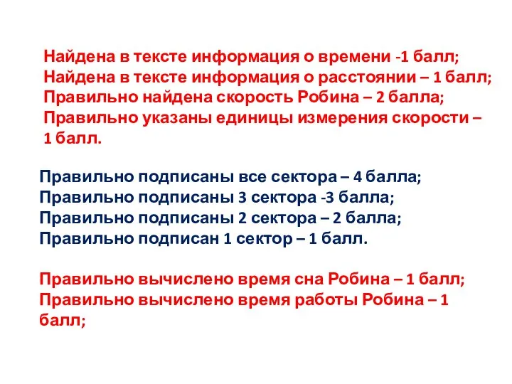 Найдена в тексте информация о времени -1 балл; Найдена в тексте