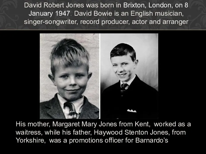 David Robert Jones was born in Brixton, London, on 8 January