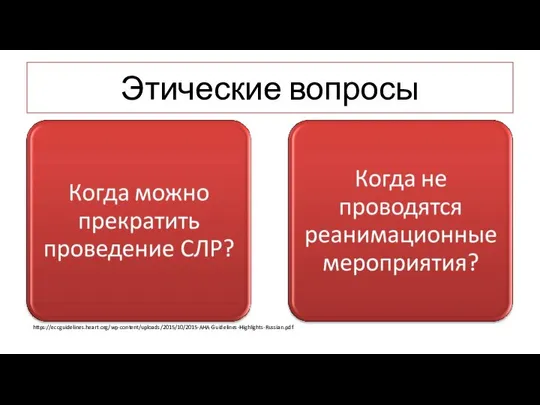 Этические вопросы https://eccguidelines.heart.org/wp-content/uploads/2015/10/2015-AHA-Guidelines-Highlights-Russian.pdf